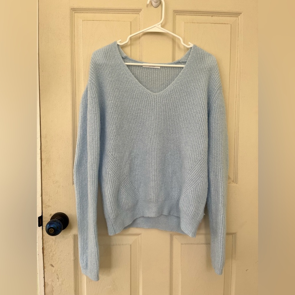 Moussy sweater wool blend knit baby blue